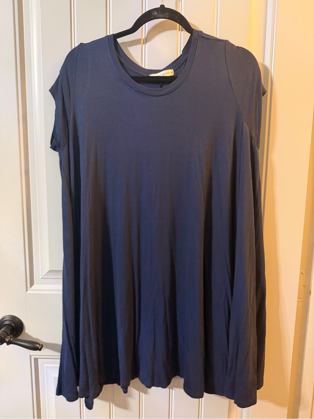 Navy Swing Mini Dress - Casual Short Sleeve
